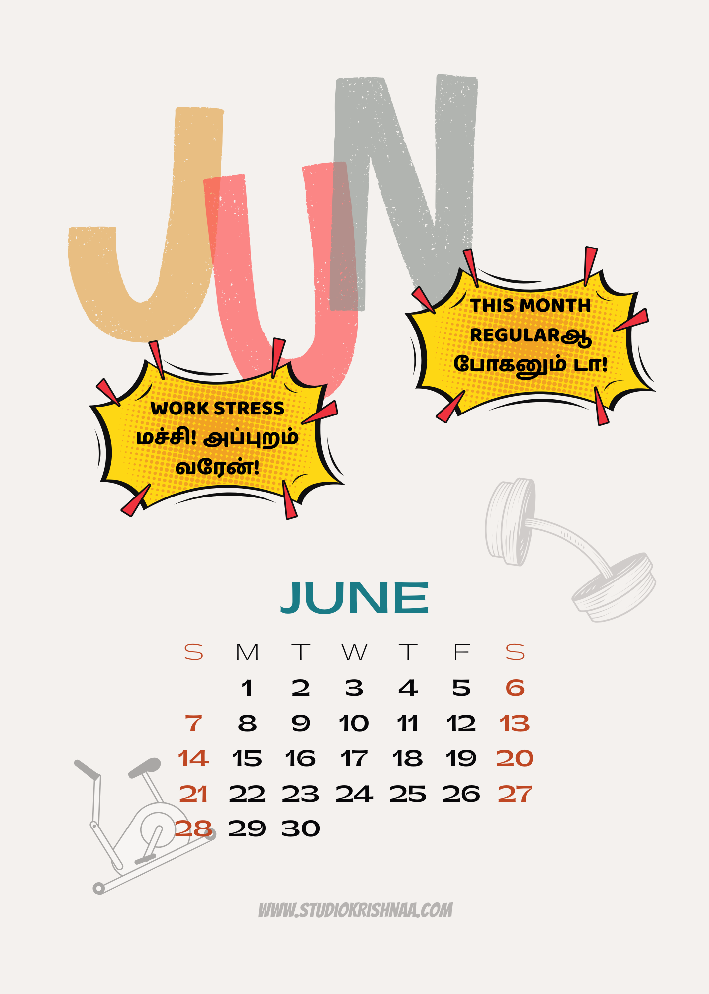 Funny Gym Resolution Desktop Calendar A5 Minimalist White Spiral Bound Portrait Desk Calendar with Humorous Friend Dialogues