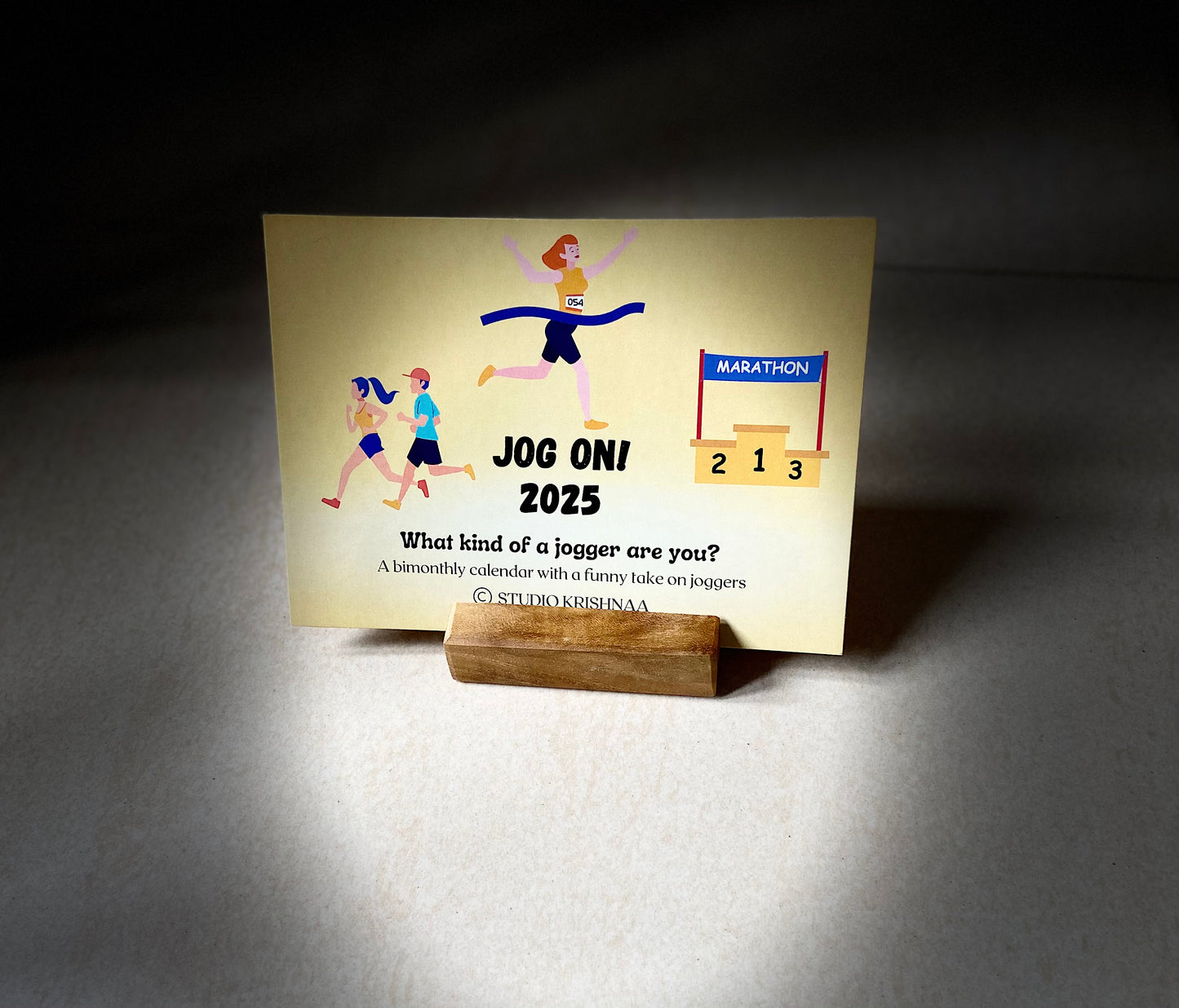 2025 Postcard Calendar with Wooden stand - Jog On 2025