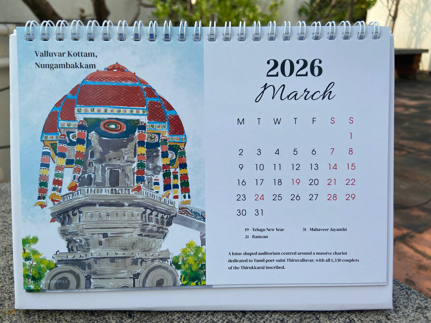 A5 Desktop Calendar 2026 - A song called Chennai, A poem called Madras